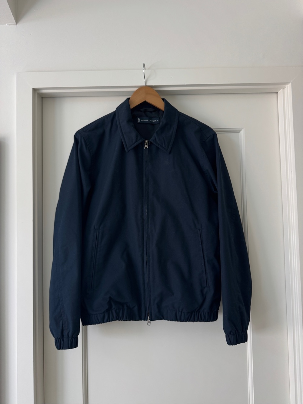 Everlane Navy Zip-Up Bomber Jacket